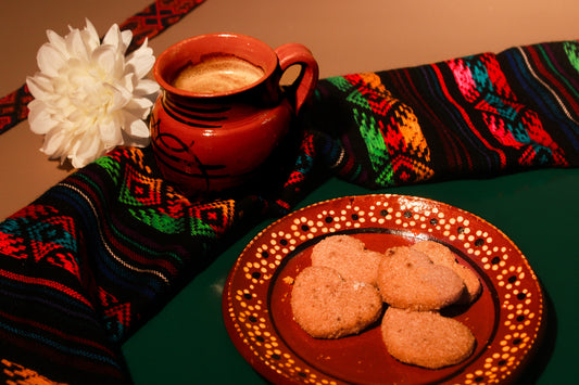 hispanic heritage month cookies on mexican plate with coffee