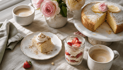 mother's day table with baked goods