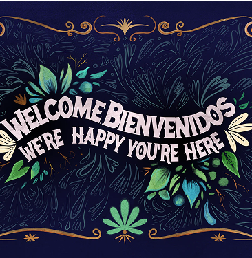 Welcome bienvenidos card included with a corporate gift