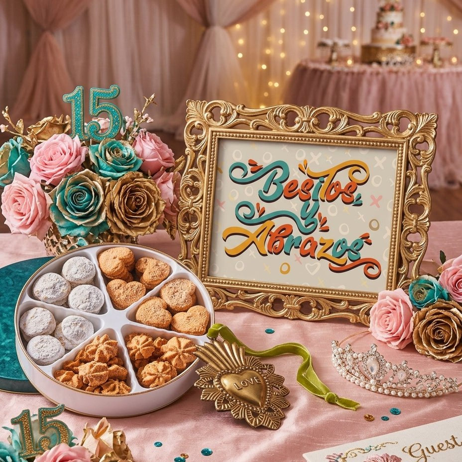 three bags of mexican cookies on green tile background