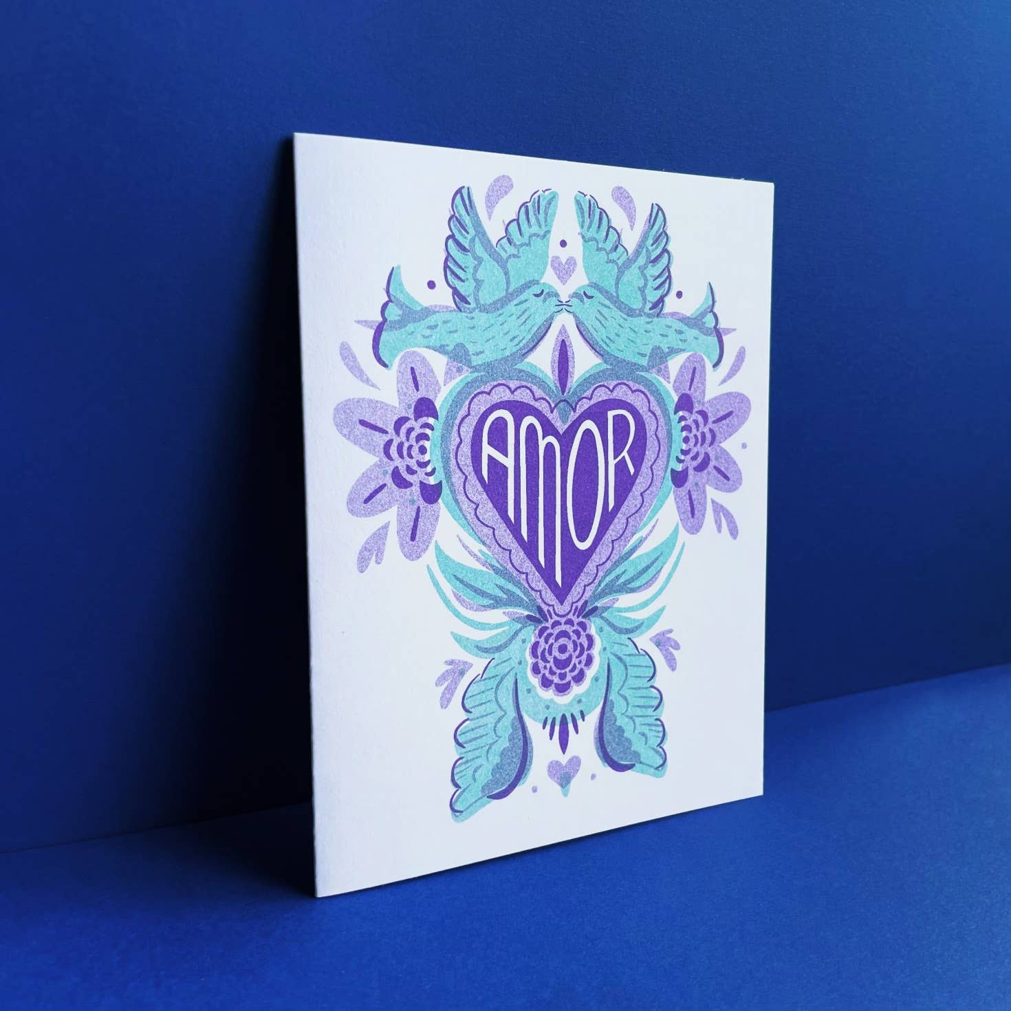 Love Birds "Amor" -  Spanish  Risograph - Romero