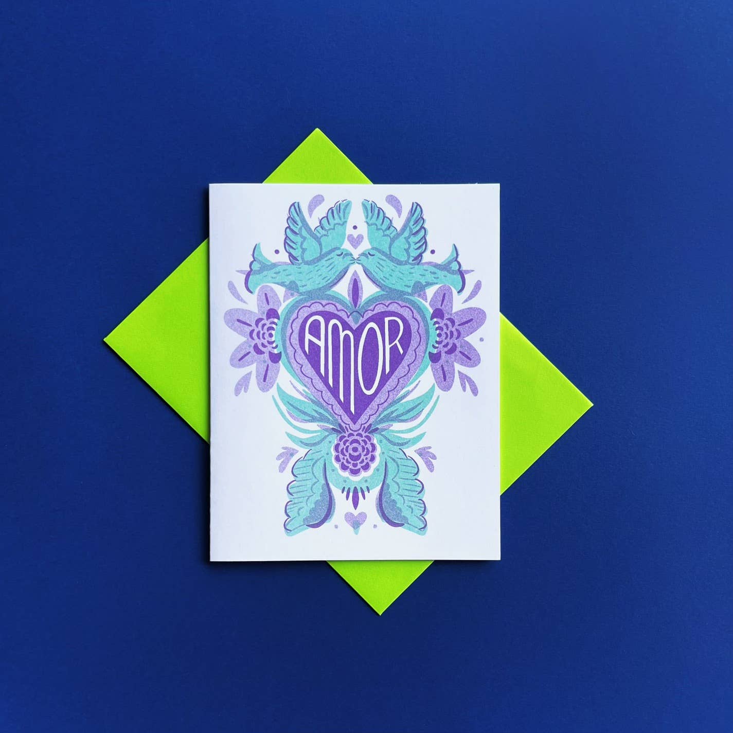 Love Birds "Amor" -  Spanish  Risograph - Romero