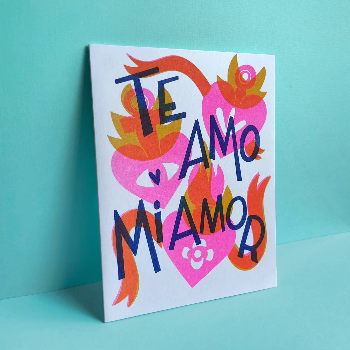 Te Amo Mi Amor - Love Spanish Risograph Card - Romero