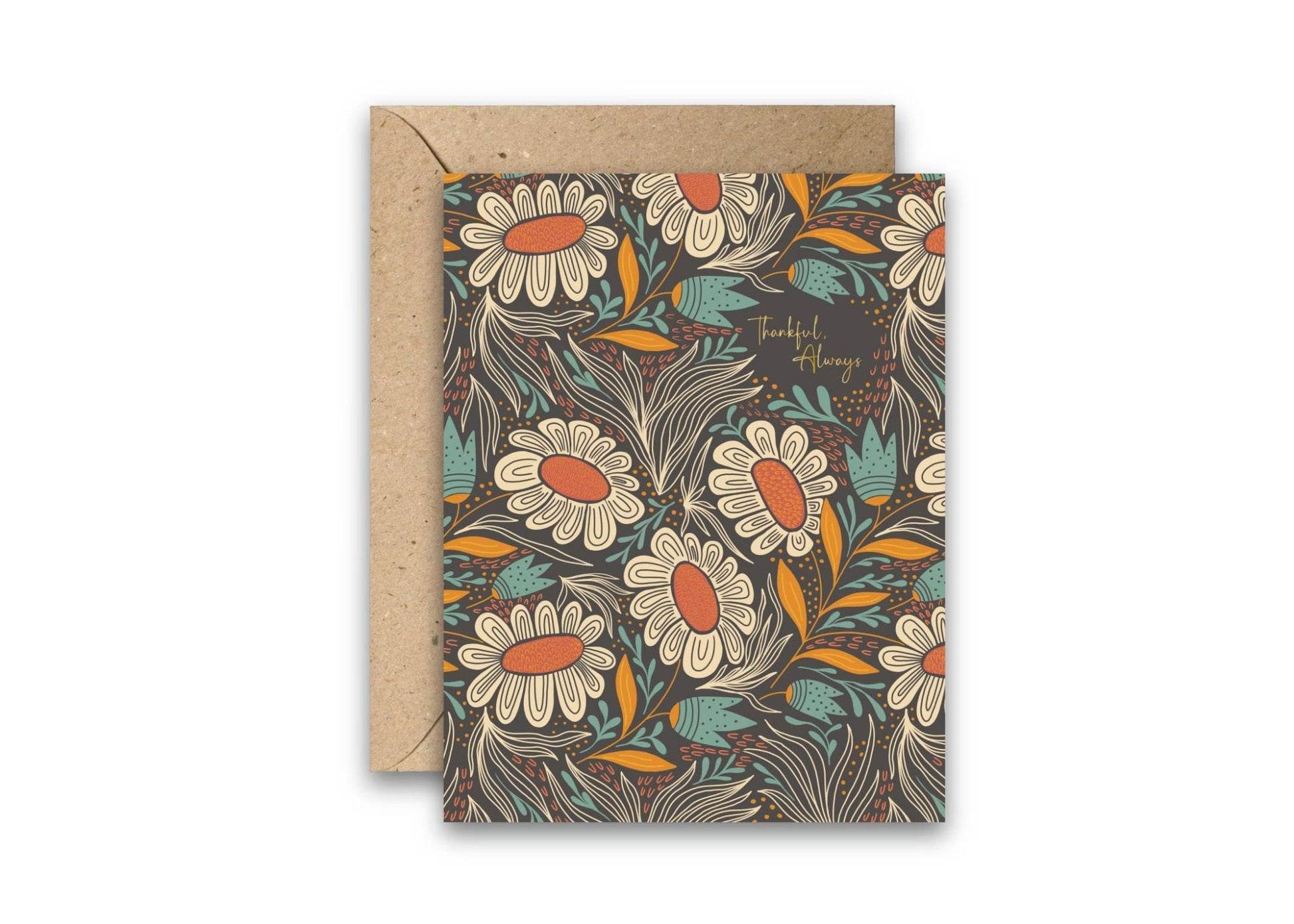 Thankful Always Floral Thank You Card – Gold Foil - Romero